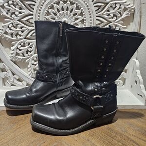 Harley Davidson Oil Resistant Black Leather Women's Boots Size 8